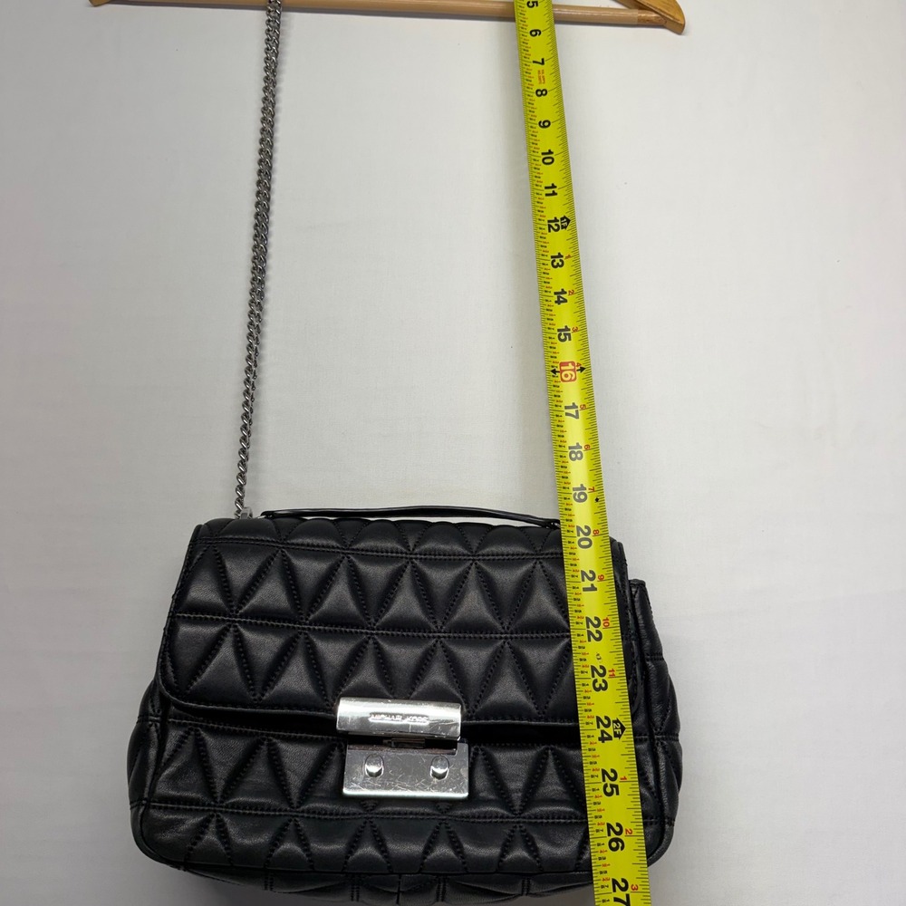 Michael Kors Sloan Large Quilted Leather Chain Shoulder Bag Black Lucury - Picture 12 of 12